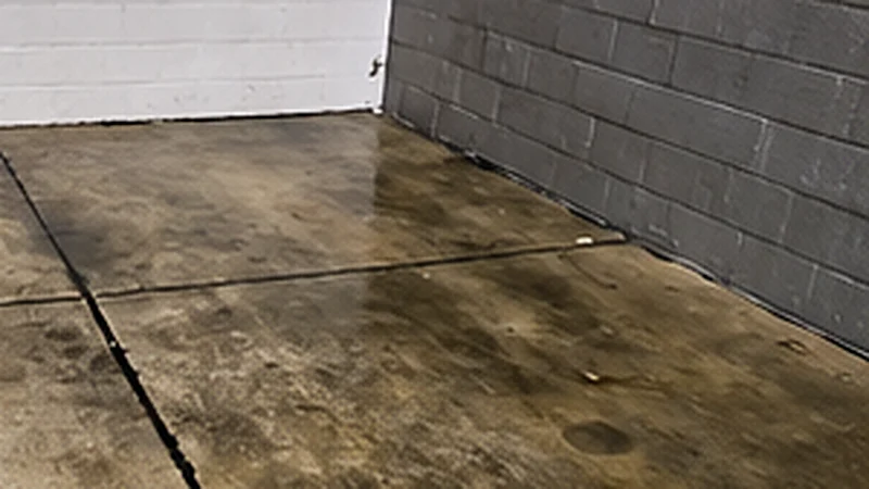 Stained concrete walkway before pressure washing by Divine