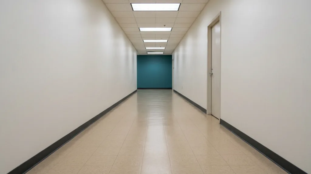 Commercial corridor floor after service